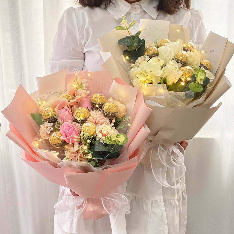 费列罗德芙巧克力花束高档礼盒卡通花束生日毕业七夕情人节礼物