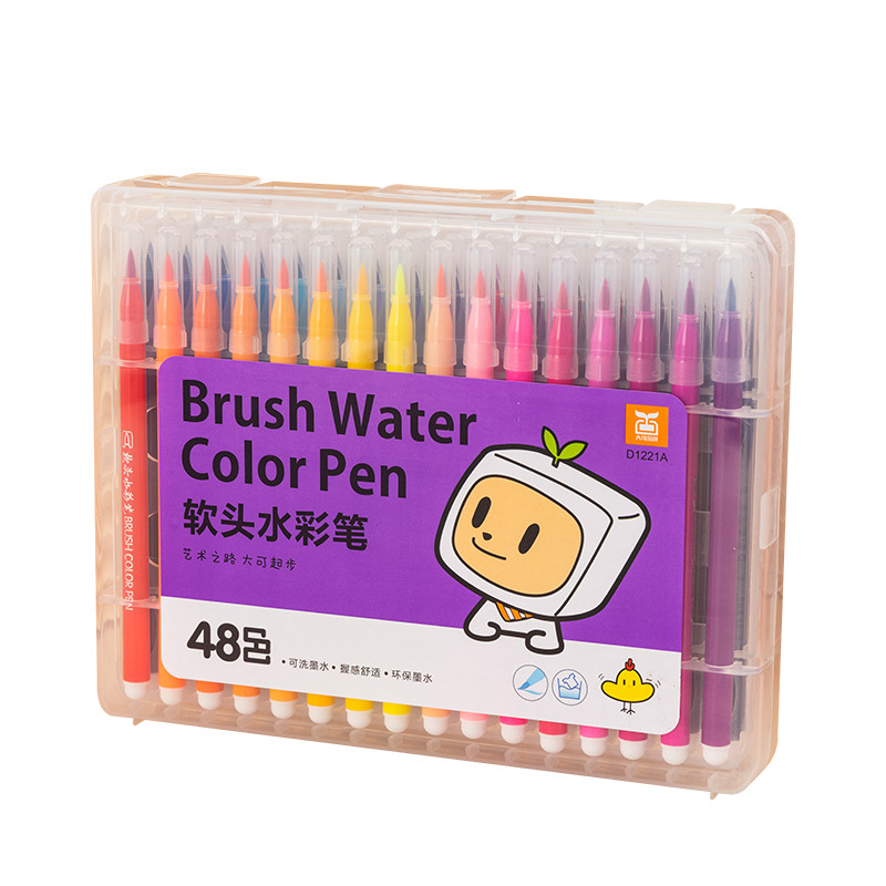 Water Soluble Soft Head Watercolor Pens Set Children Graffiti Drawing Pen Color Pencil/48 Color Washable Wholesale