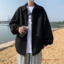 春秋季cityboy纯色简约翻领夹克男日系复古宽松百搭青少年上衣服