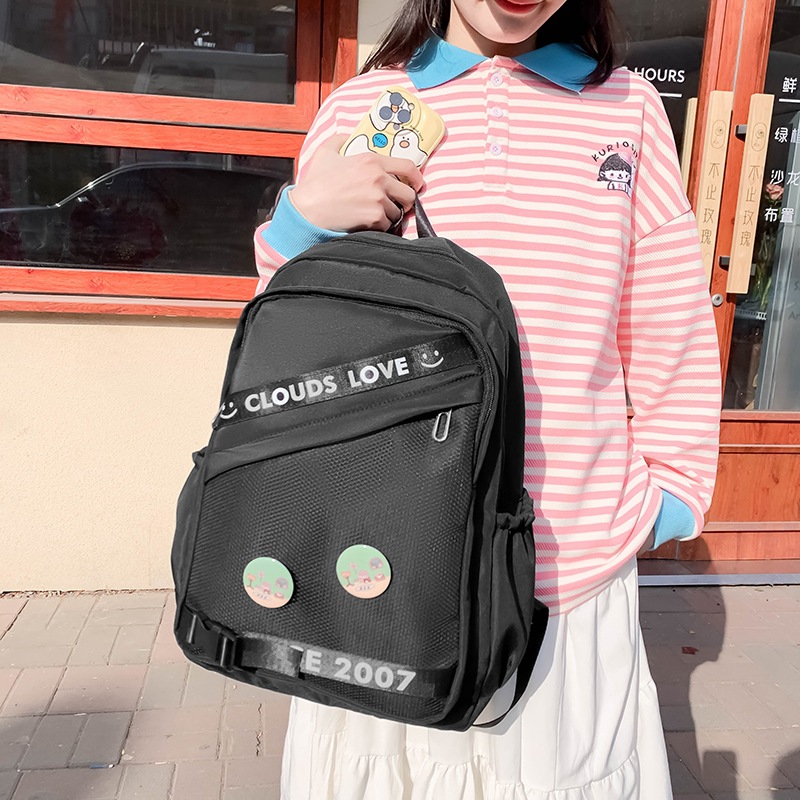 Fresh Contrast Color Female Student Casual Backpack 2023 New Junior High School Student High School Student Backpack Simple University Style