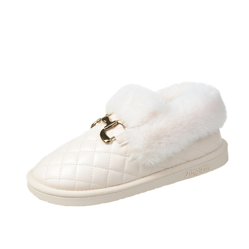 Snow Fluffy Shoes 2023 Winter New One Pedal Loafer Fleece-lined Warm Bread Shoes Platform Cotton Shoes Women