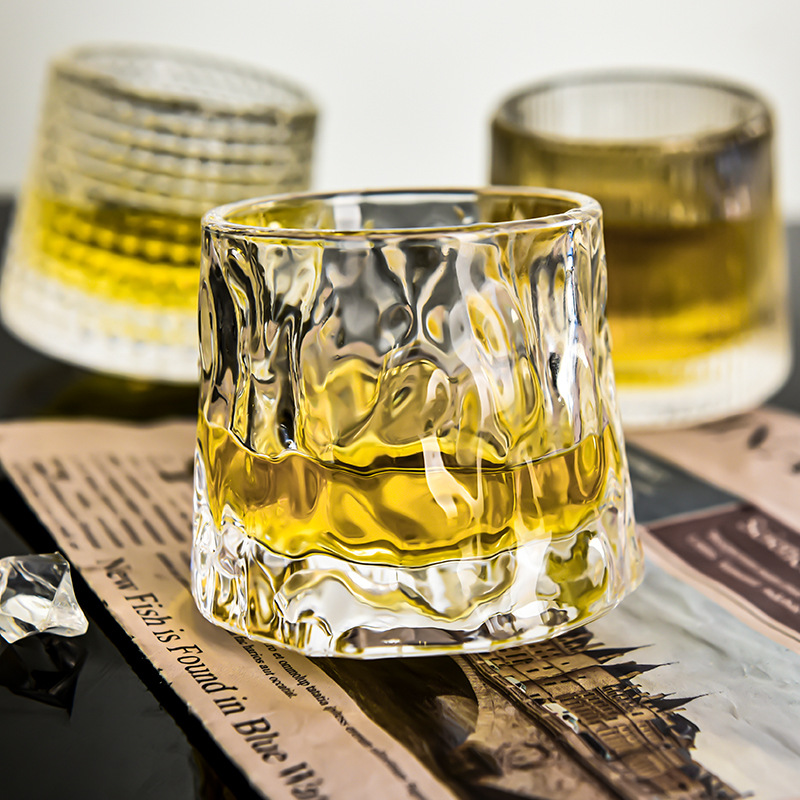 大华加厚旋转玻璃酒杯ins风北欧威士忌杯创意个性洋酒不倒翁杯子
