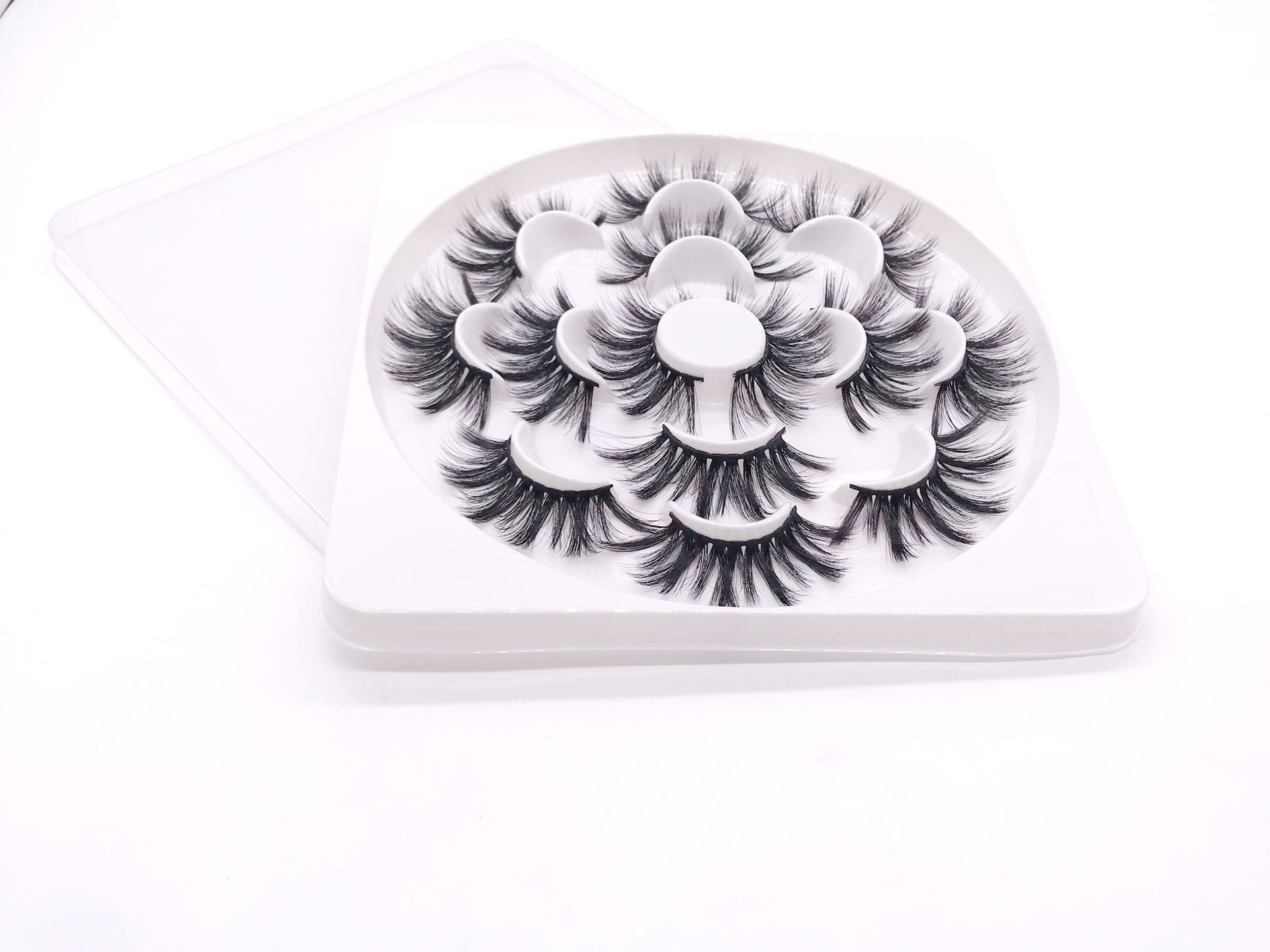 Lotus Porcelain Plate Seven Double Pairs of False Eyelashes Three-Dimensional Multi-Layer Eyelash Thick Realistic False Eyelashes Wholesale