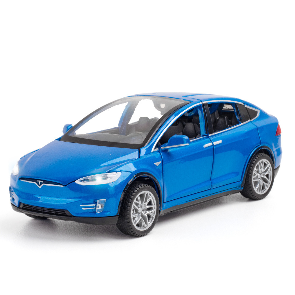 (盒装)仿真1比32特斯拉modelx90合金新能源汽车模型摆件带声光