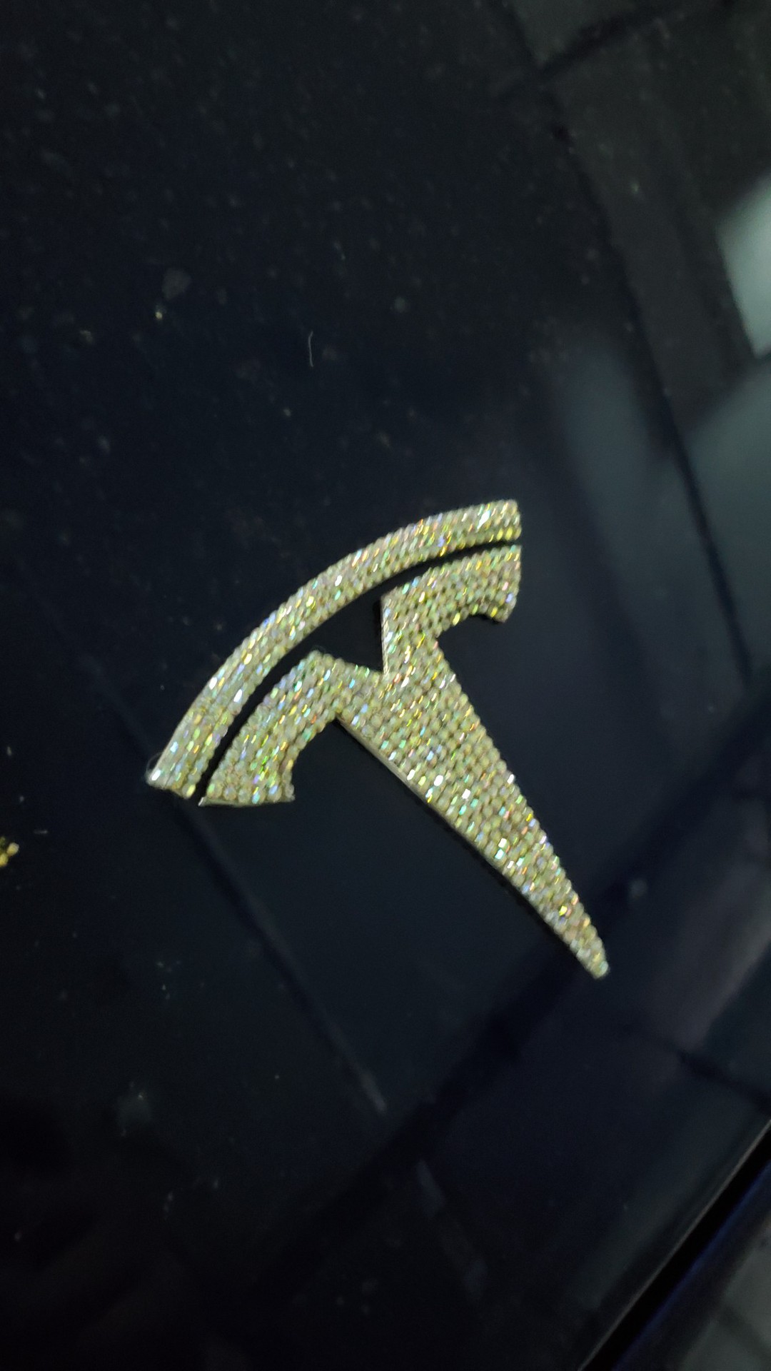 适用于特斯拉model3yxs水晶贴车标tesla前后方向盘轮毂标志装饰贴