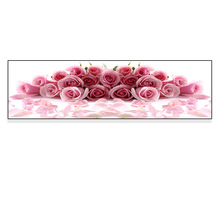 紫粉色床头画天鹅花卉房间主卧室玫瑰装饰画挂画背景墙壁水晶瓷画