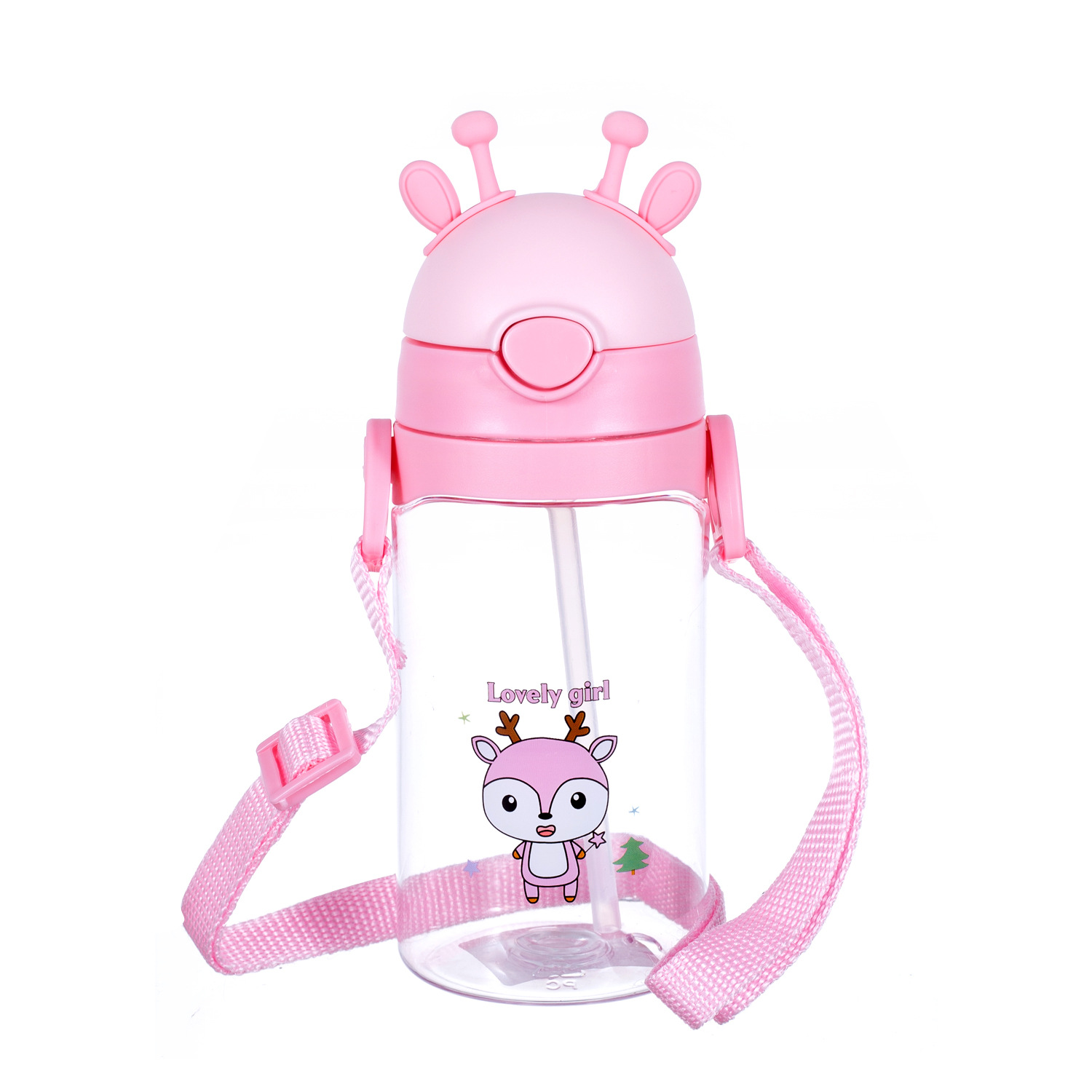 Factory Direct Deliver Children's Straw Cup Antlers Water Cup Kindergarten Water Pot Male Girl Drinking Cup 380