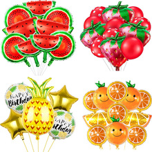 夏日清凉水果气球套装 草莓橙子西瓜菠萝夏威夷派对装饰铝膜气球