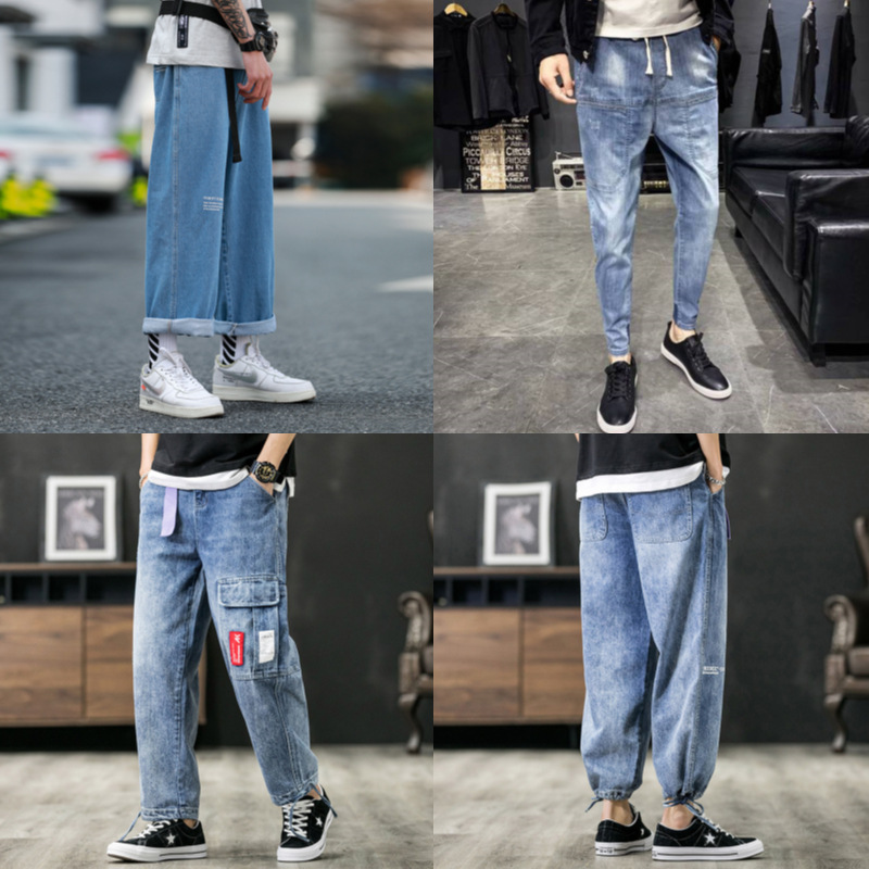 2023 Hong Kong Style New Miscellaneous Jeans Men's Straight Elastic Trend Casual Long Jeans Manufacturer Direct Wholesale