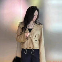 英伦格子25年秋季新款女连帽外套时尚百搭短外套女装