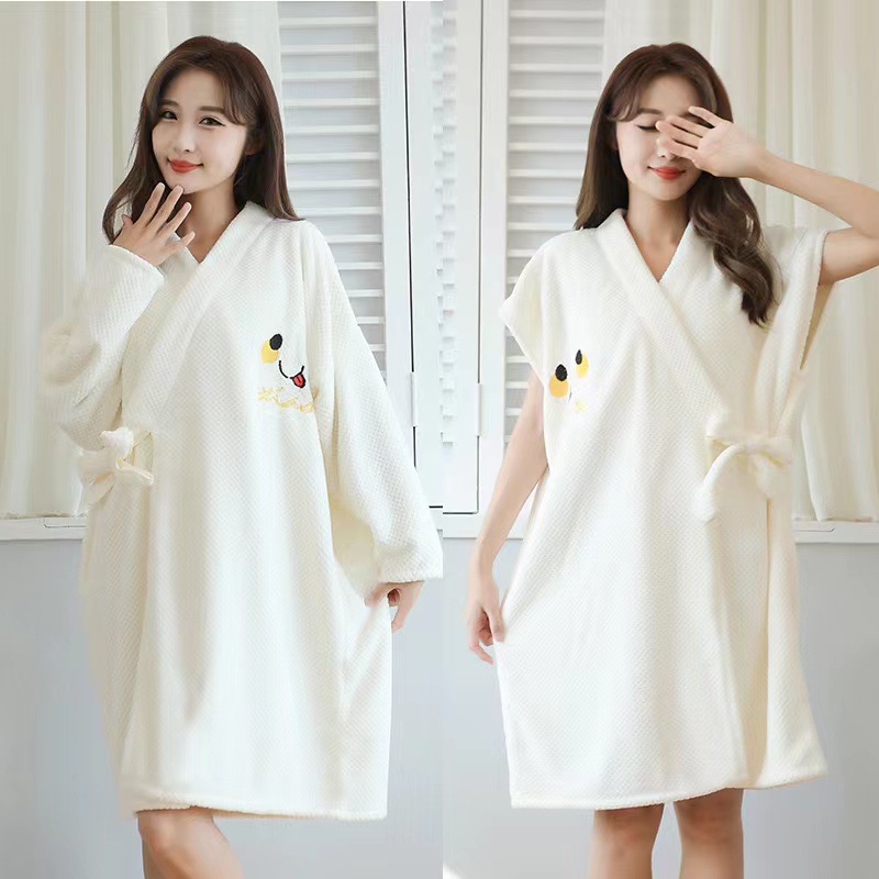 浴巾女可穿可裹柔软吸水加厚长袖绑带浴袍美容院家居服网红浴袍