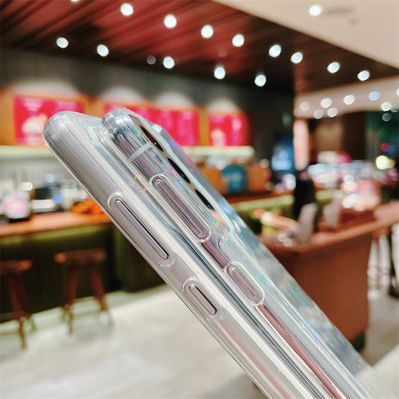 适用三星s22ultra爱心镭射全包手机壳s21plus韩风炫彩imd透明a12