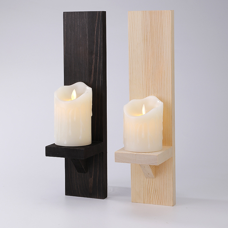 现货一对 木质壁挂木蜡台架 节日氛围香薰蜡烛台怀旧家居复古摆件