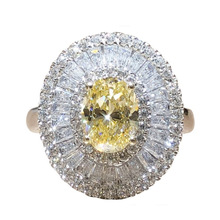 欧美奢华T形钻围镶钻戒指钻女结婚戒指银镀白18k彩金黄钻戒指