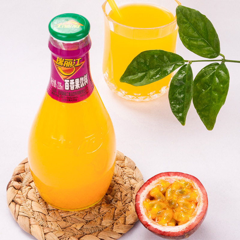 瑞丽江百香果饮料226mlx10瓶百香果汁酸角汁柠檬汁饮品玻璃瓶