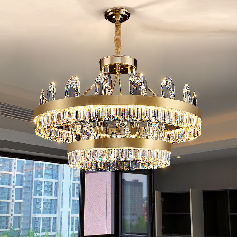 Light Luxury Crystal Chandelier Atmospheric Lamp in the Living Room Post-Modern Villa Simple American Bedroom Light Restaurant Lamps