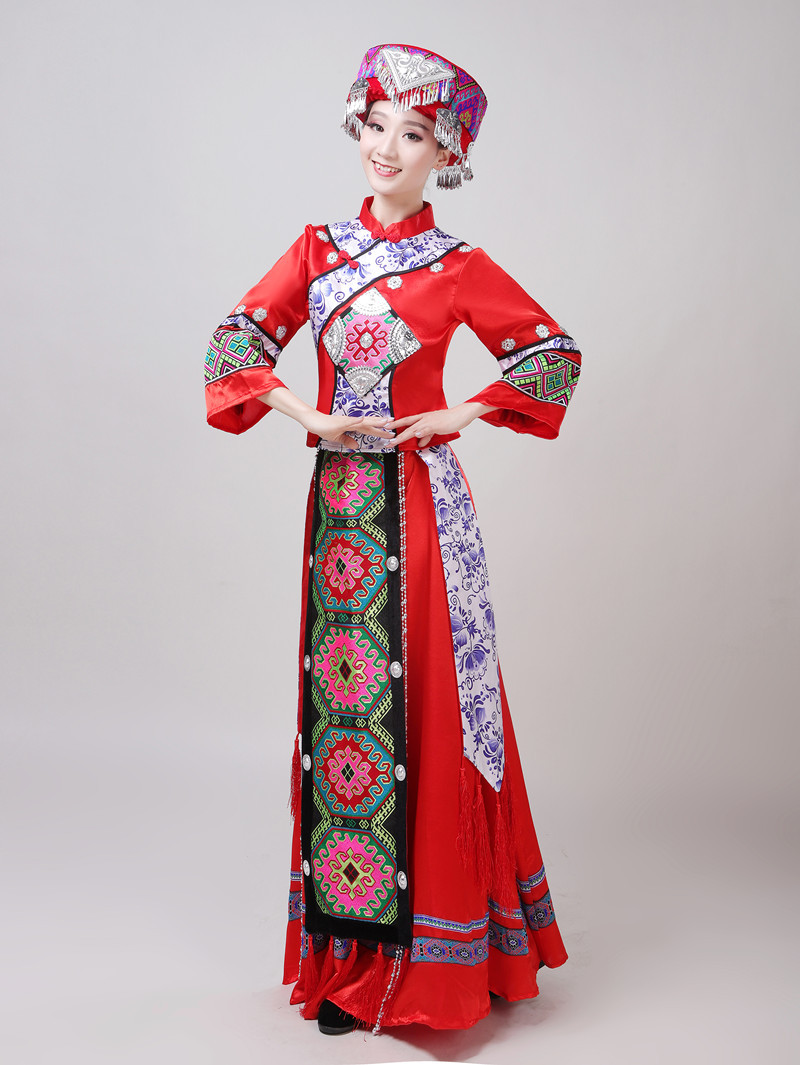 土家族服装女湘西56个少数民族成人长款服饰苗族彝族演出舞蹈盛装