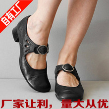 外贸跨境新款春新品欧美风低跟40-43扣带浅口单鞋Single shoes