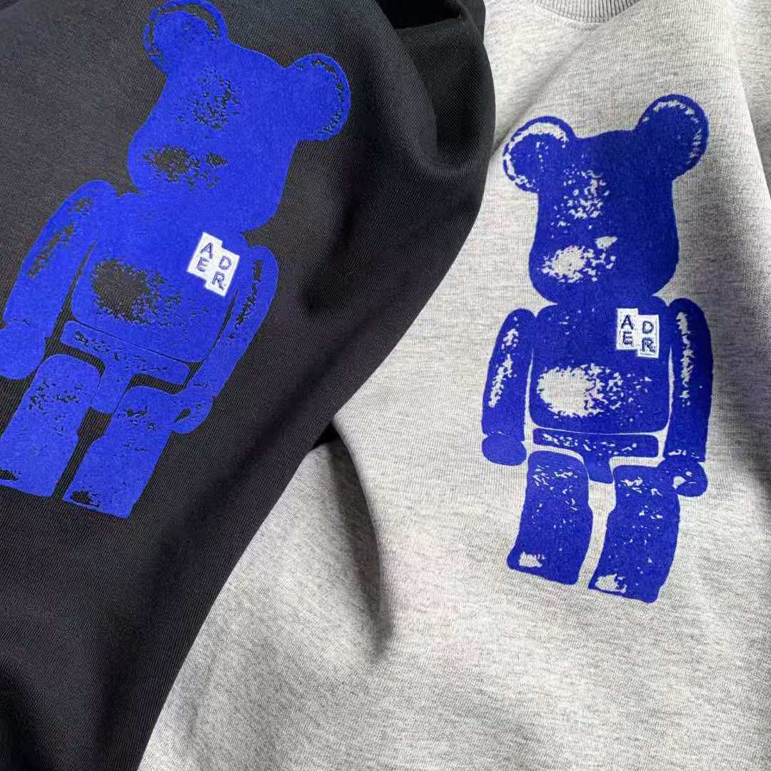 现货ae潮牌ader韩版纯原新款健康布印花积木熊联名圆领ader卫衣