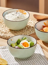 0O9Z批发墨色2022新款家用米饭碗陶瓷碗盘子好看的餐具吃饭小碗碟