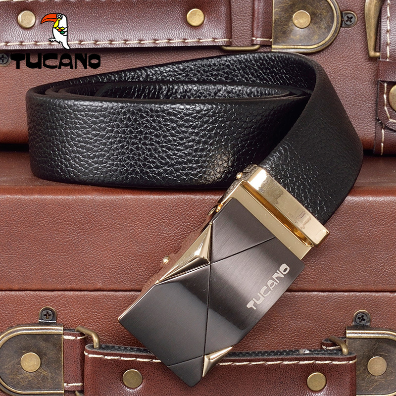 啄木鸟头层牛皮皮带男士真皮自动扣腰带男韩版裤带休闲百搭中青年