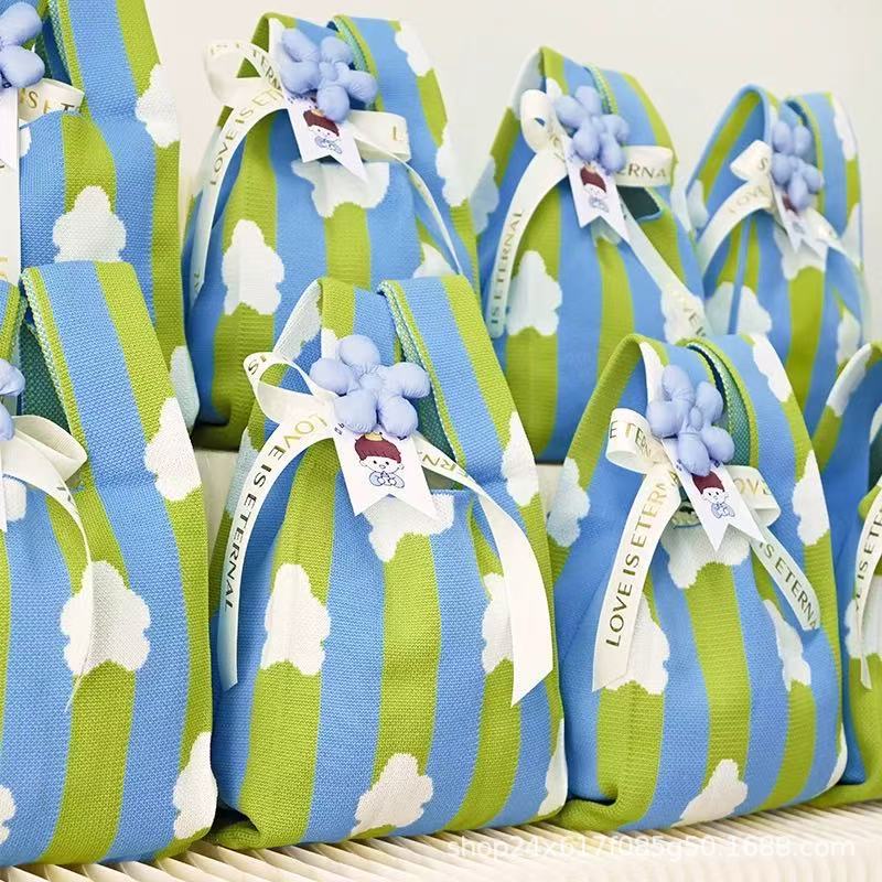 高品质加厚生日宴宝宝伴手礼袋针织包礼品编织包手提包托特包女包