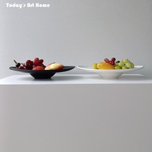 J*H法式极简餐盘沙拉盘长方形碟子大号陶瓷波浪汤面菜碗家用桌面