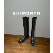 SHIMORAN/强推！巨显腿瘦腿长！真皮厚底时尚黑色长靴女