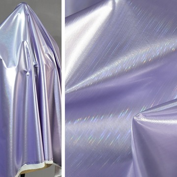 浅紫色羽绒服镭射幻彩拉丝面料 pu防水防钻绒柔软棉衣童装diy布料