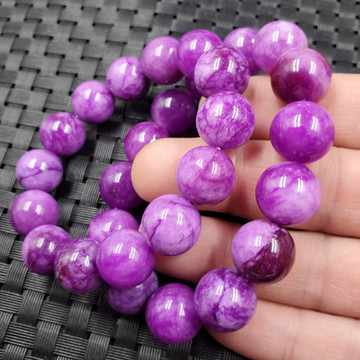 玉石手链紫干青圆珠手链14毫米圆珠手链石英岩玉圆珠手链玉手串