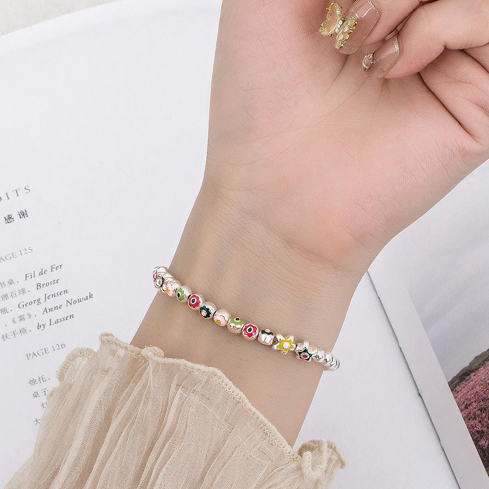 Xiaohongshu Same Style Rainbow Ice Cream Bracelet for Women 2023 New Minority All-Match Cute Flowers Girlfriends Bracelet