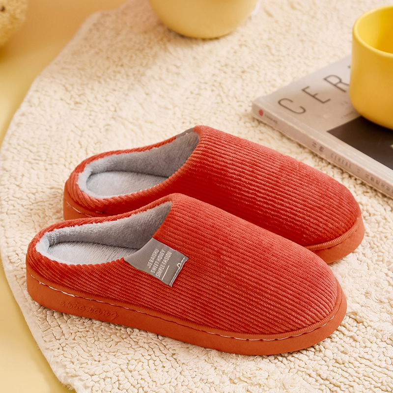 2023 New Autumn and Winter Couple Household Bedroom Home Cotton Slippers Women's Warm Non-Slip Plush Cotton Shoes Men's Winter