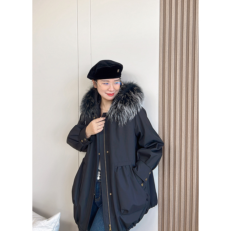 岁末清仓 整皮安哥拉兔毛内胆的皮草派克服 白貉毛领 显瘦南瓜版