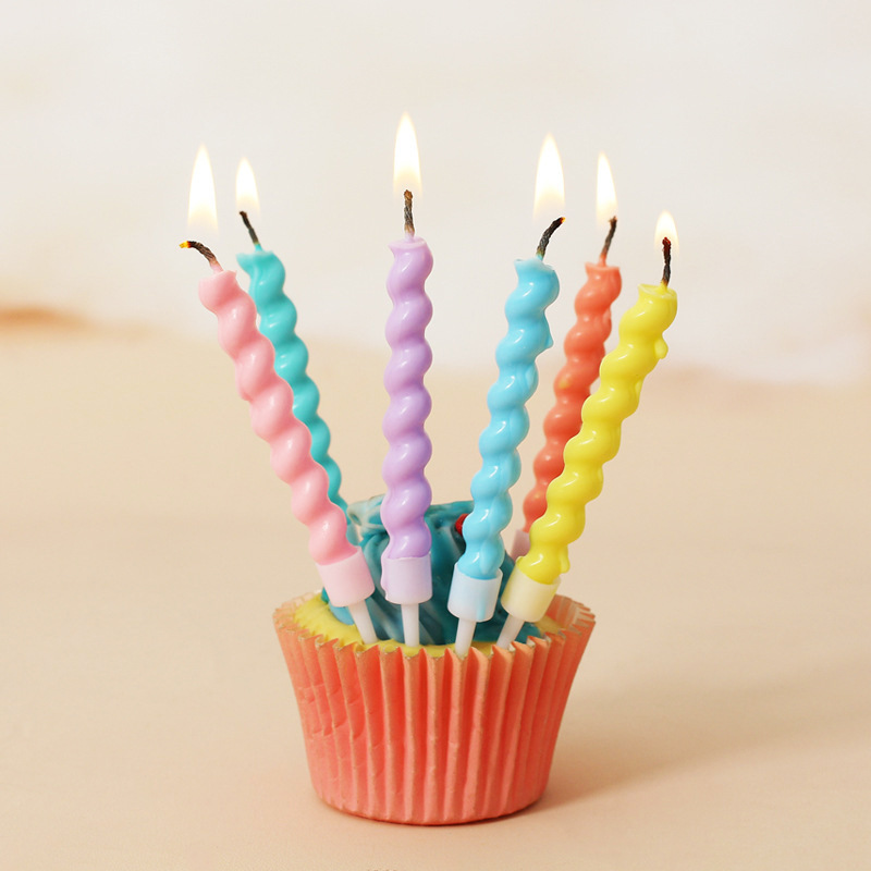 Colorful Spiral Candles 6 Twisted Candles Cartoon Cake Creative Party Art Baking Decoration Dress up