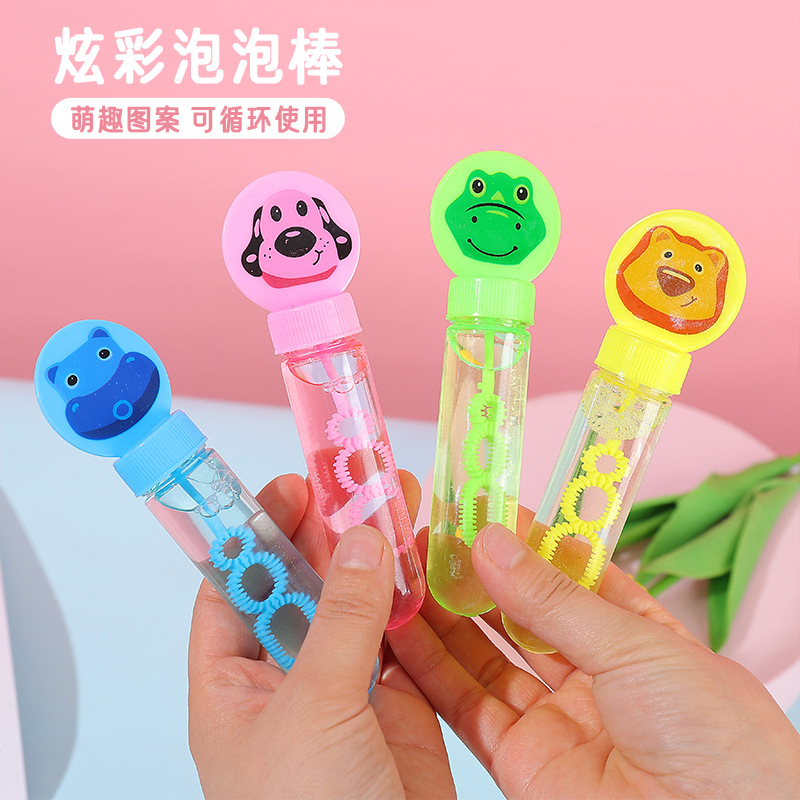 Small Cartoon Animal Bubble Wand 14*2. 5cm Mini Bubble Water Summer Hot Selling Toy Gift Factory Wholesale