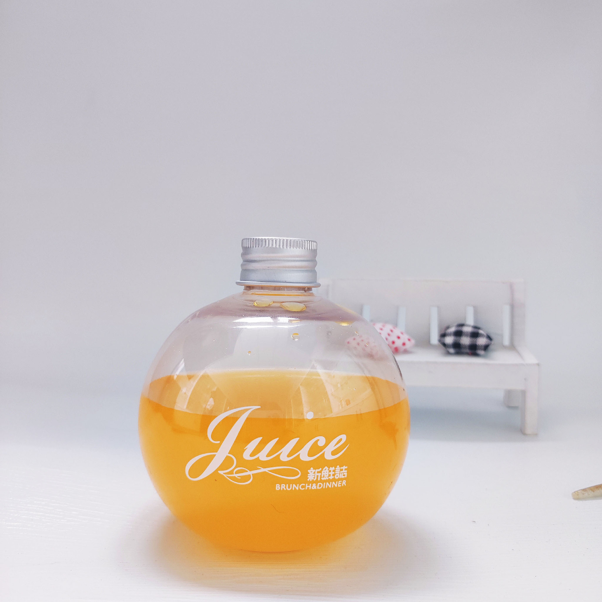 球形西瓜瓶pet350ml饮料瓶果汁瓶一次性塑料瓶小口径透明奶茶杯