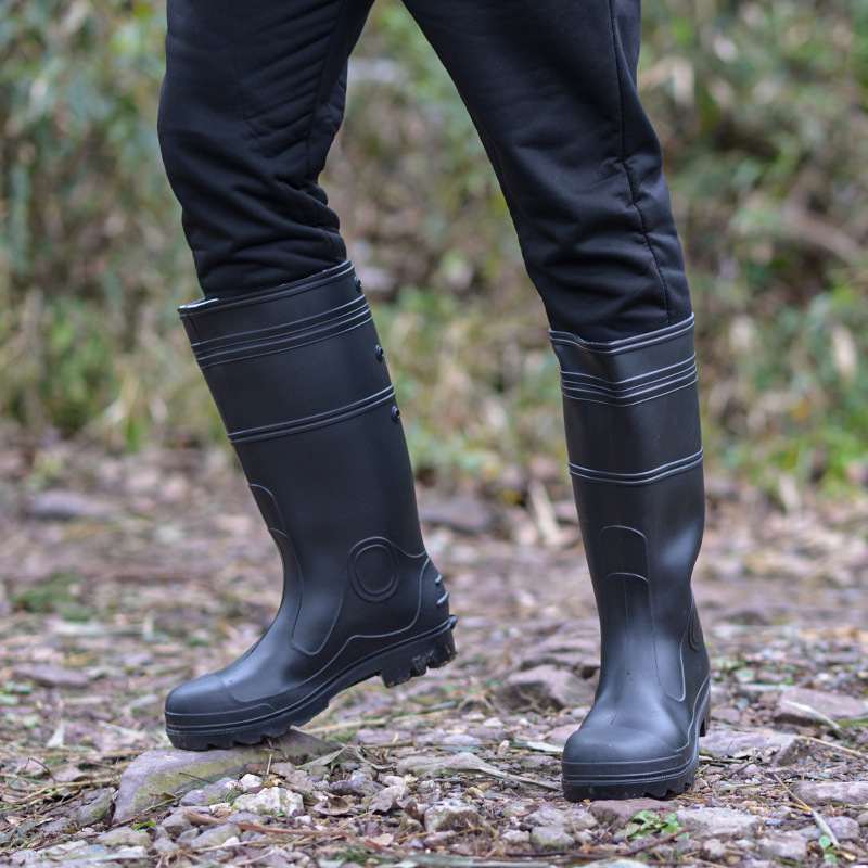 防砸防刺高筒男士雨鞋军工雨靴男士耐磨防滑防护工地钢底工厂雨鞋