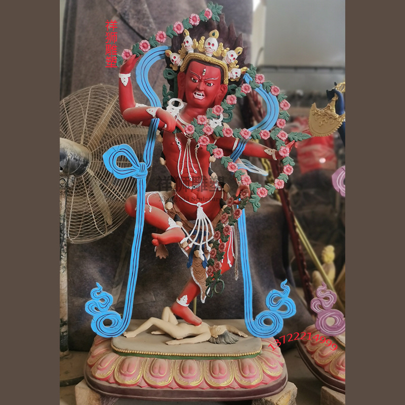 祥狮雕塑铜品藏传作明佛母佛像摆件紫铜密宗居家咕噜咧佛母像