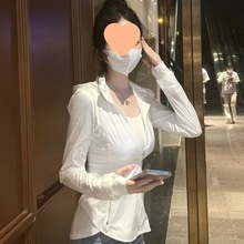 lulu同款白色修身防晒衣女冰丝2024年夏季新款轻薄连帽外套瑜伽服