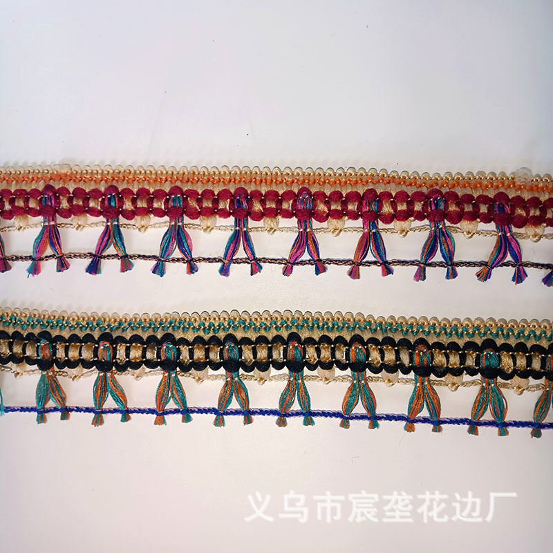 factory direct supply eight-character edge small fringe ethnic clothing clothes lace ribbon clothing curtains home textile jewelry accessories