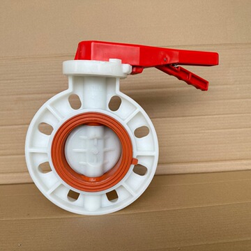大禹frpp耐高温fpm阀座耐腐蚀 手动对夹塑料蝶阀 dn100 266元一台