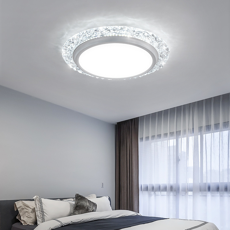 Bedroom Light New Light Luxury Modern Crystal round Household LED Ceiling Light Creative Study Lamp Master Bedroom Master Room