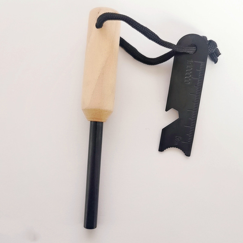 户外求生打火石镁棒点火器生存者伞绳打火棒木柄打火石 生火工具