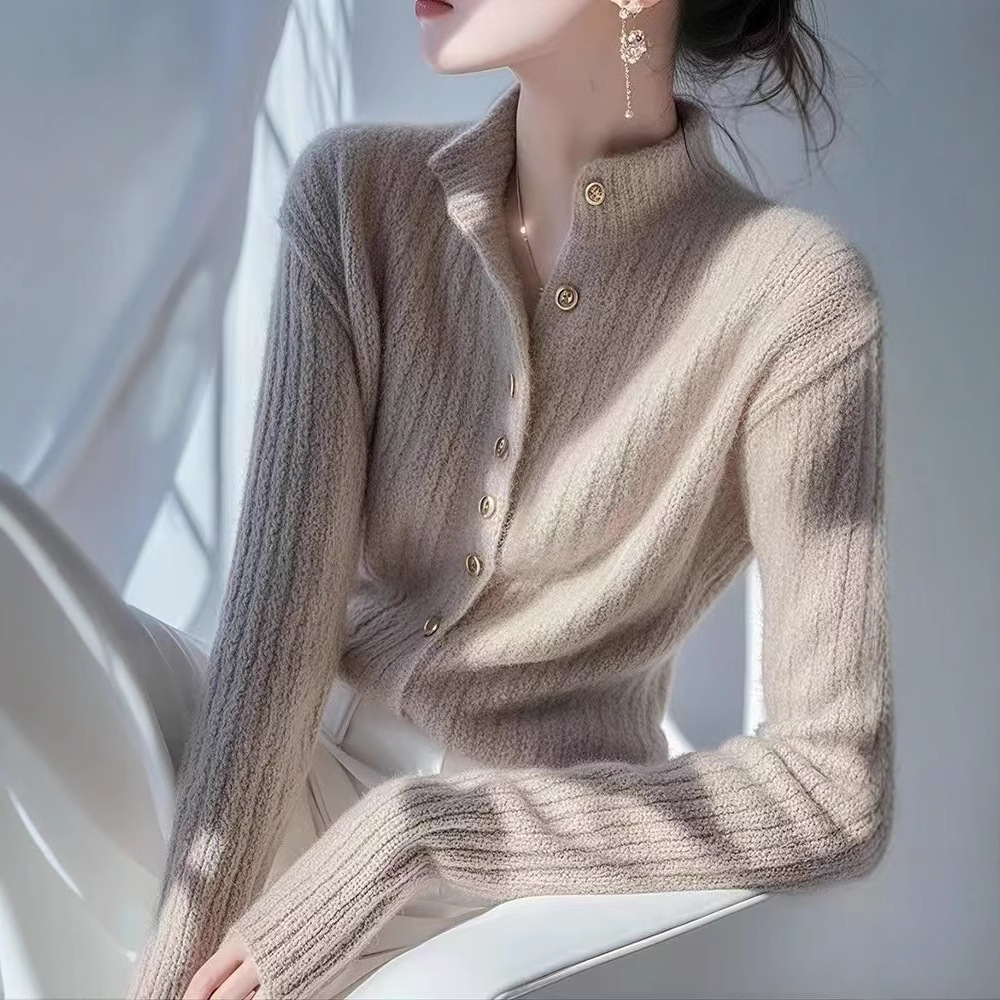 2025春秋新款气质减龄加厚针织衫遮肉百搭显瘦外套毛衣女修身型