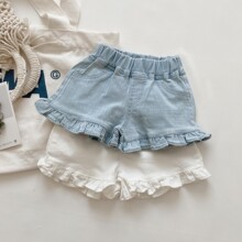 女童洋气软牛仔短裤2023夏季新款韩版宝宝木耳边热裤儿童时髦裤子