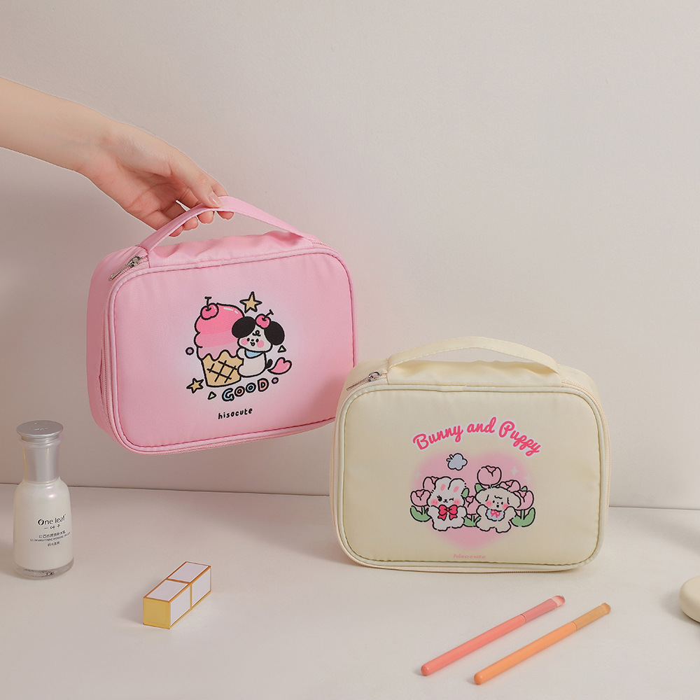 ins korean style student square portable cosmetic bag girl large capacity portable toiletry bag cartoon sundries storage bag