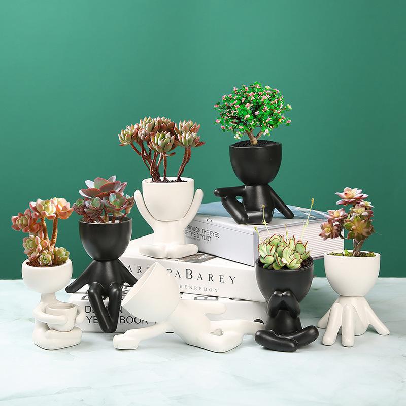 Imitation Humanoid Ceramic Flower Pot Creative Flower Pot Ceramic Crafts Vase Home Decoration Home Decoration Personality Gift