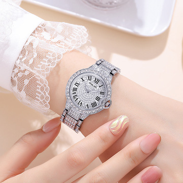 chalael雪那欧高端奢华品牌满钻女士手表蝴蝶扣防水夜光手表女表