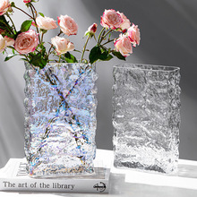 芬兰冰川花瓶北欧简约透明玻璃鲜花水培装饰花器轻奢餐桌插花摆件
