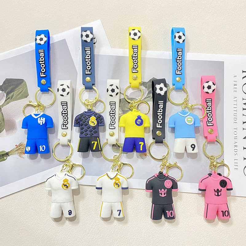cross-border creative cartoon football jersey doll keychain pendant bag car key chain accessories gift wholesale